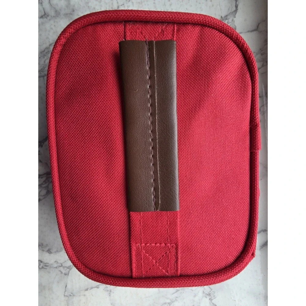 New Cosmetic Bag Women Red Sz: 6.5in x 5.5in x 6.5in Waterproof Canvas Zippered